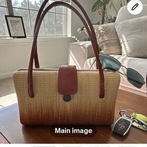 Vintage Emerald Masbad Handmade Handbag – Retro Floral Lining Purse – Unique